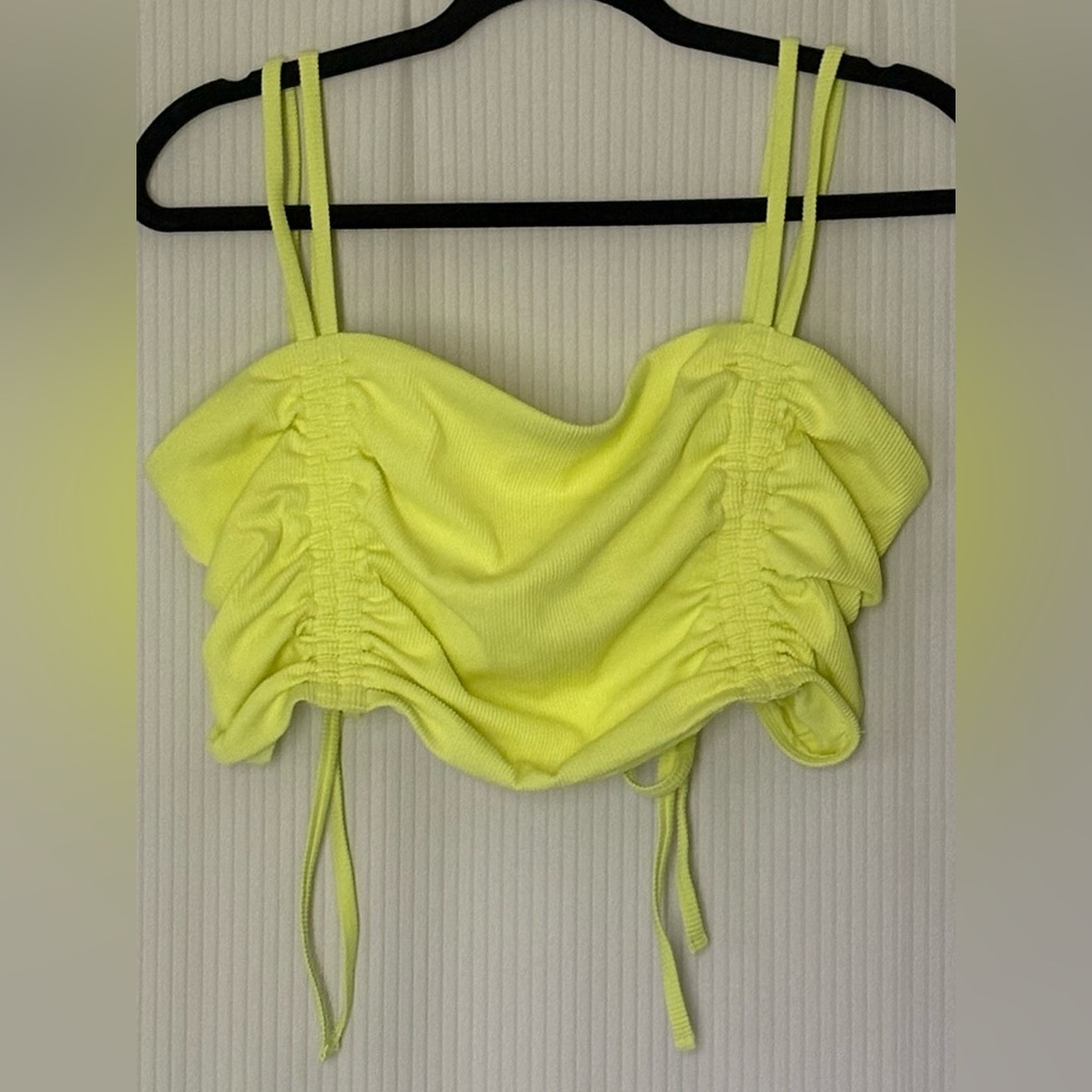 Aerie Bright Yellow Bandeau / Halter Top Adjustable Double Straps XL